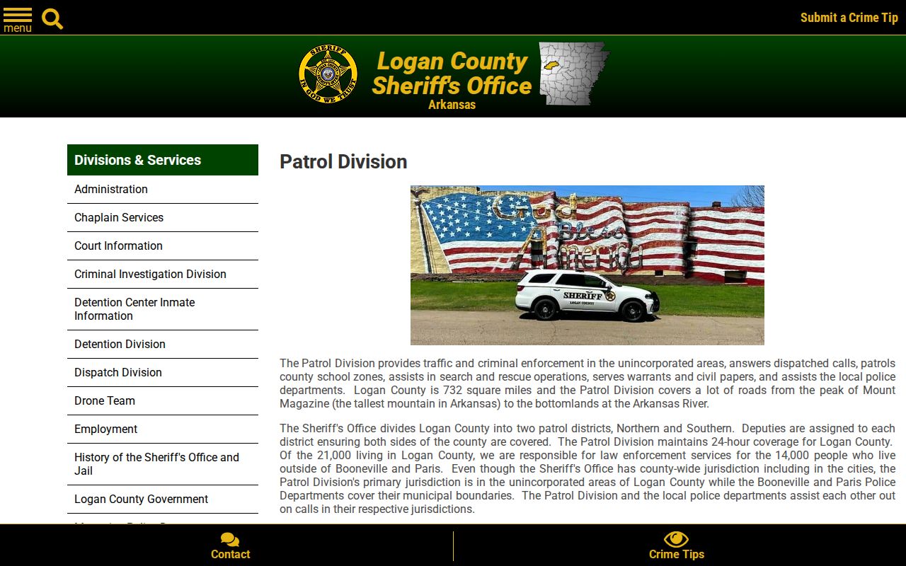 Logan County Sheriff patrol source supporting Magazine arrest routing